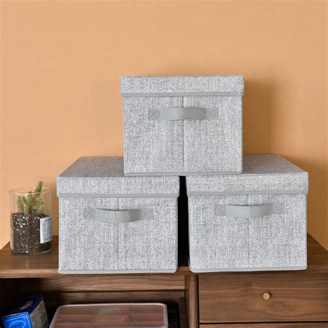 hl russel large folding storage box with metal handles grey|Amazon.com: Foldable Storage Bins.